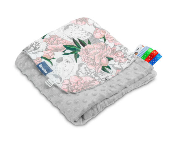 Light Minky Blanket – flowers grey