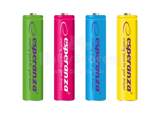 ESPERANZA RECHARGEABLE BATTERIES Ni-MH AAA 1000MAH 4PCS. MIX OF COLORS
