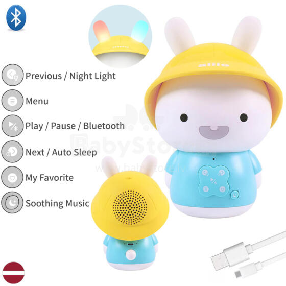 Alilo Smart Hare G9 LV – Interactive Musical Player and Developmental Toy for Children from 0+, ar latviešu valodu, with 8GB Memory, Safe Silicone Ears, and Night Light