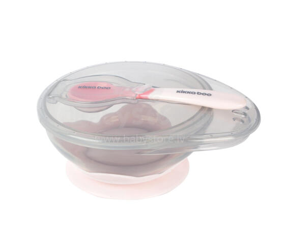 Suction bowl with spoon Pink