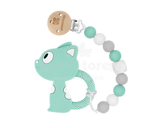 Pacifier clip with silicone teether Cat Mint