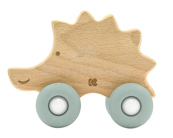 Wooden toy with silicone teether Hedgehog Mint