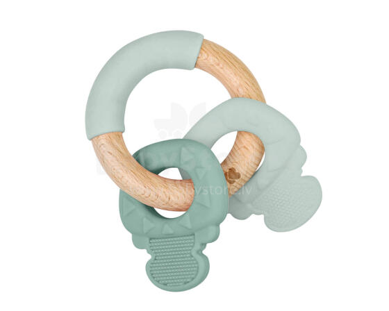 Silicone and wood teether Keys Mint