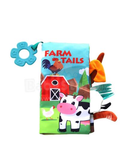 Educational cloth book with teether Farm tails