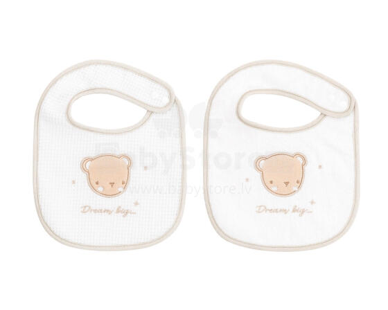 Bibs set 2pcs terry+pique Dream Big Beige