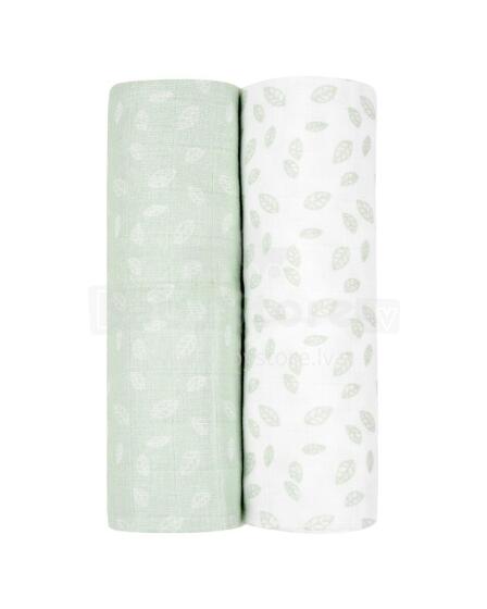 Muslin swaddle set 2pcs 80x80 cm Leaves Mint