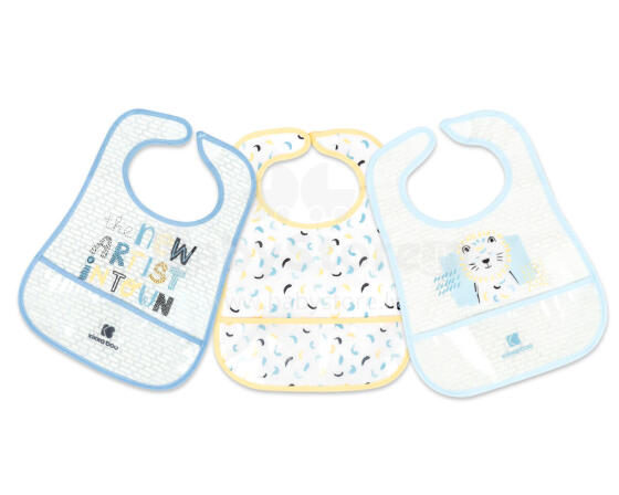 EVA terry bib with crumb catcher 3pcs Arty Blue