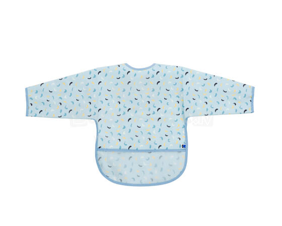 EVA long sleeve bib with crumb catcher Arty Blue Pattern
