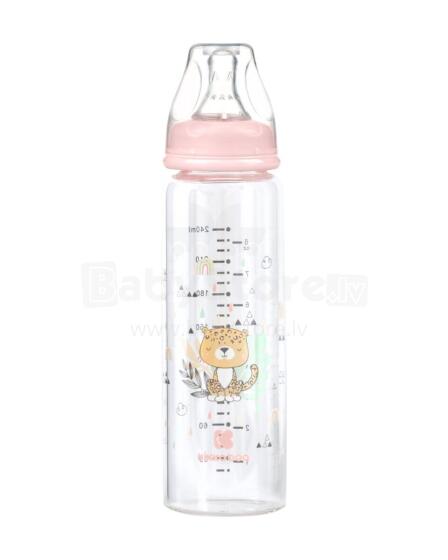 Glass feeding bottle 240ml Savanna Pink 
