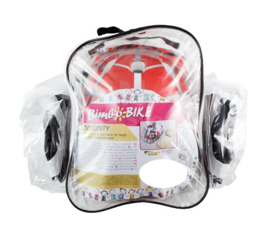 Set of kids bike helmet, knee and elbow pads, size XS, spider