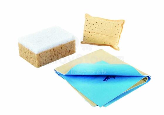 Car wash kit: synthetic leather cloth + sponge + abrasive sponge CLEANING KIT 