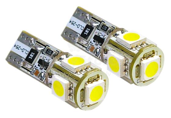 Лампочки светодиодные, 2 шт., W5W T10 Canbus, 5SMD