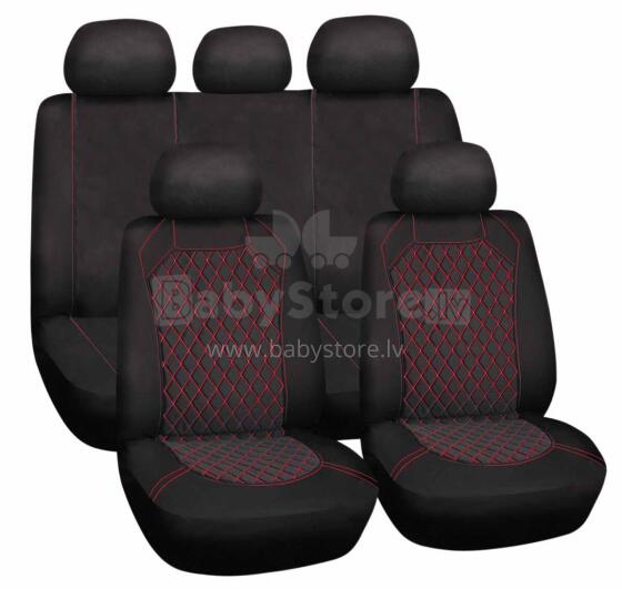 Set of car seat covers SPIDERWEB, black/red