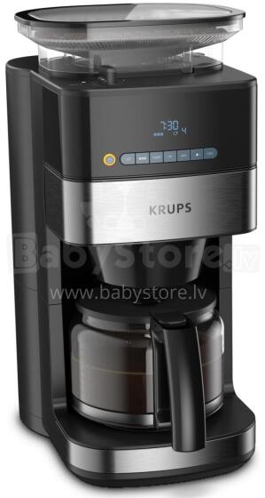 KRUPS grind &amp; brew kafijas automāts ar filtru un dzirnaviņām, 1.25L, melns