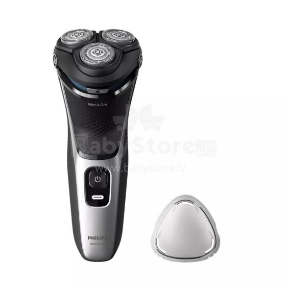 Akcija! Philips Shaver Series 3000, Wet&amp; Dry skuveklis (lādējams), light silver