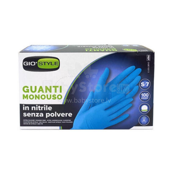 Nitrile disposable gloves 100 pcs blue S size 24x8,5x0,05cm