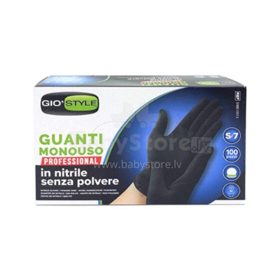 Nitrile disposable gloves 100 pcs black S size 24x8,5x0,05cm