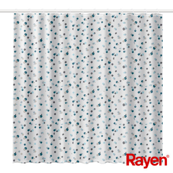 Shower curtain 180x200cm white/blue, polyester