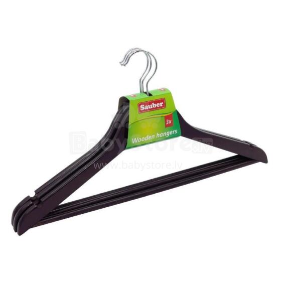 Clothes hangers 3pcs, wooden, dark