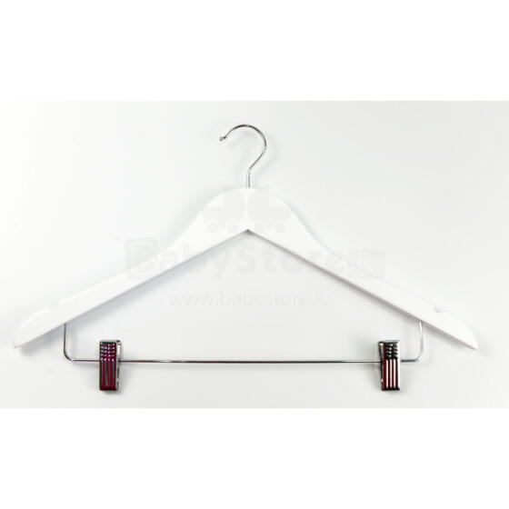 Clothes hangers with clips 2pcs wooden Wood 44,5cm white