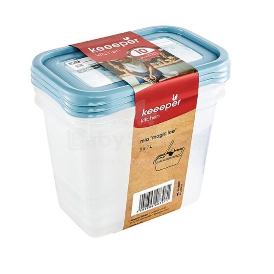 Set of food containers 3x1L Mia &amp;quot;Magic Ice&amp;quot; transparent/blue