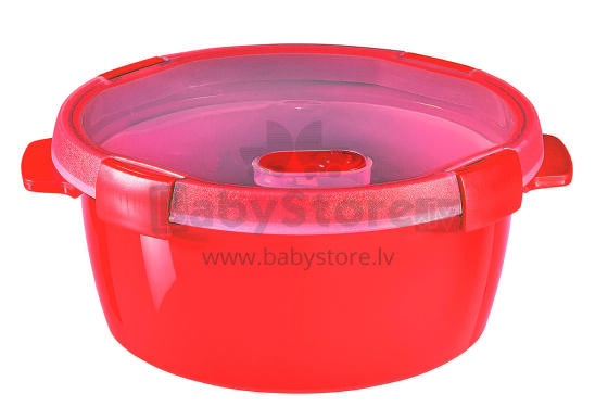 Food container Steamer 1,6L round Smart Eco Microwave &Oslash;22x10cm red