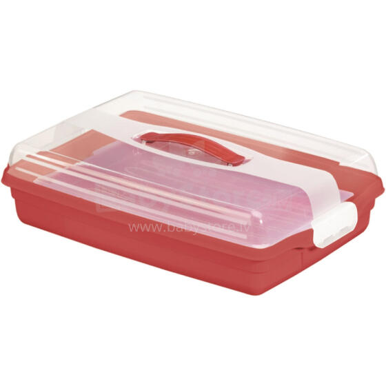 Cake transport box rectangular 45x29,5x11,1cm red