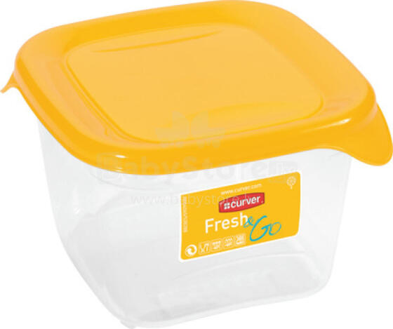 Pārtikas trauciņš kvadrāts 0,45L Fresh&amp;amp;Go dzeltens