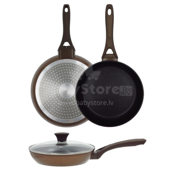 Natura frying pan with glass lid &Oslash;28cm induction brown