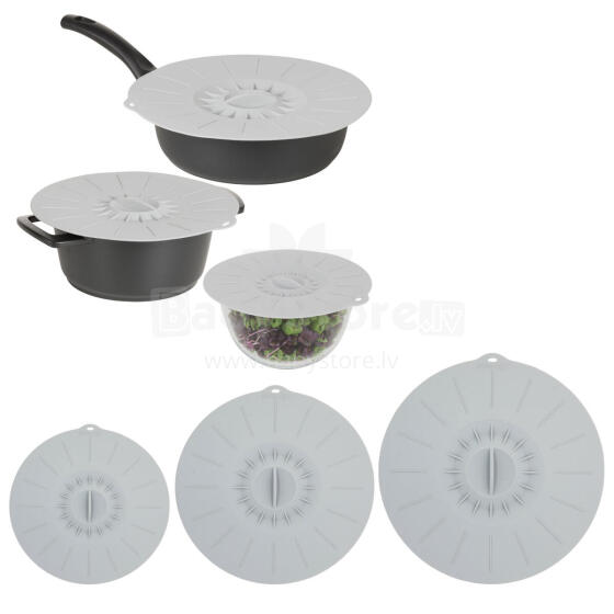 Silicone lid set of 3 &Oslash;20/26/30cm grey