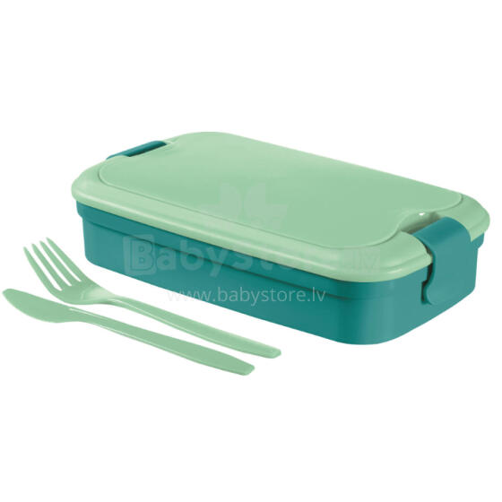 Food bowl rectangle with cutlery 1,4L Lunch&amp;amp;Go blue