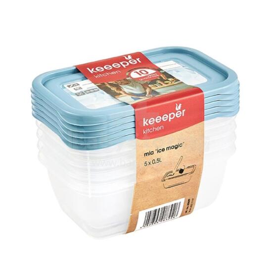 Set of food containers 5x0,5L Mia &amp;quot;Magic Ice&amp;quot; transparent/blue