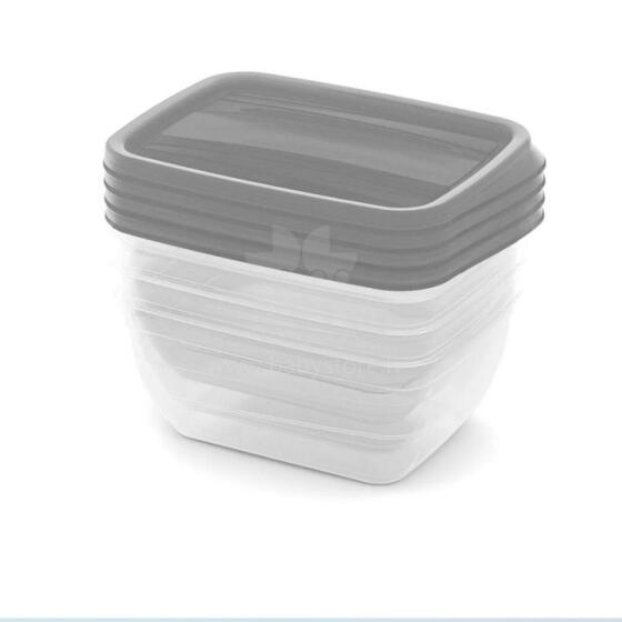 Food bowl set rectangular 4x0,75L Vedo transparent grey 