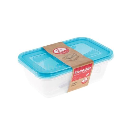 Set of food containers rectangular 2x3,3L Fredo &amp;quot;Fresh&amp;quot; transparent/light blue