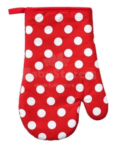 Heat-resistant glove red with white dots