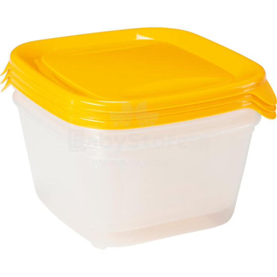 Food bowl set of 3, square 3x1,2L Fresh&amp;amp;Go yellow