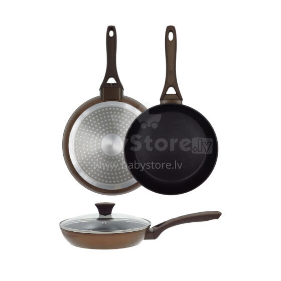 Natura frying pan with glass lid &Oslash;24cm induction brown