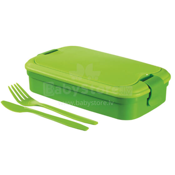 Food bowl rectangle with cutlery 1,4L Lunch&amp;amp;Go green