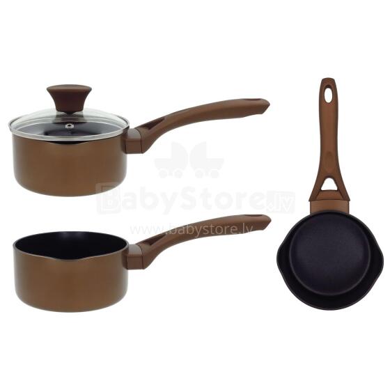 Saucepan Natura with glass lid &Oslash;14 cm induction brown