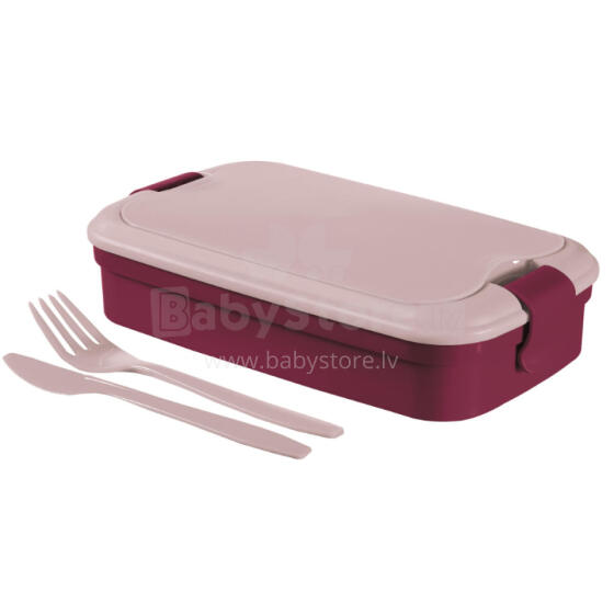 Food bowl rectangle with cutlery 1,4L Lunch&amp;amp;Go purple