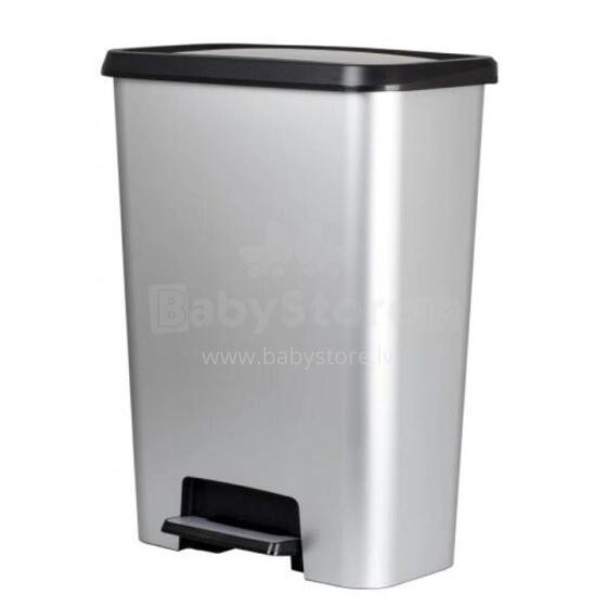 Metallic waste sorting pedal bucket Compatta Duo 23+23L silver