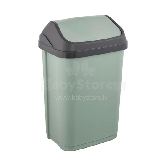 Waste bucket with swivel lid 10L Swantje 25,5x19x38cm green