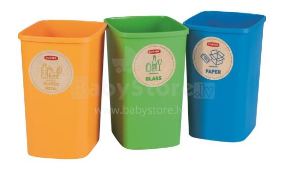 Комплект мусорников, без крышки Deco Flip Bin 3x10L синий / зеленый / желтый