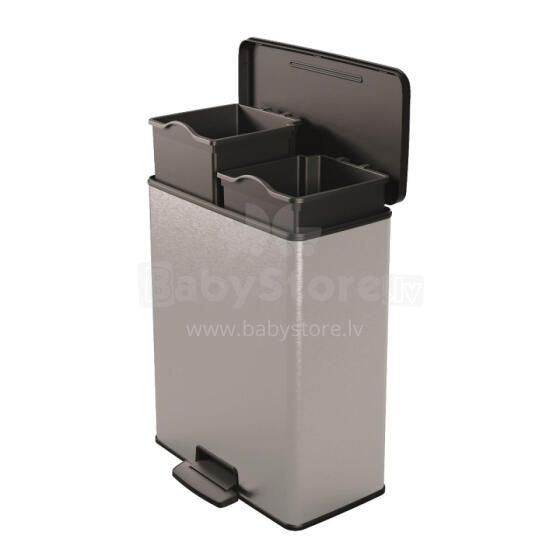 Metallic waste pedal bin Deco Bin Duo 26+26L silver