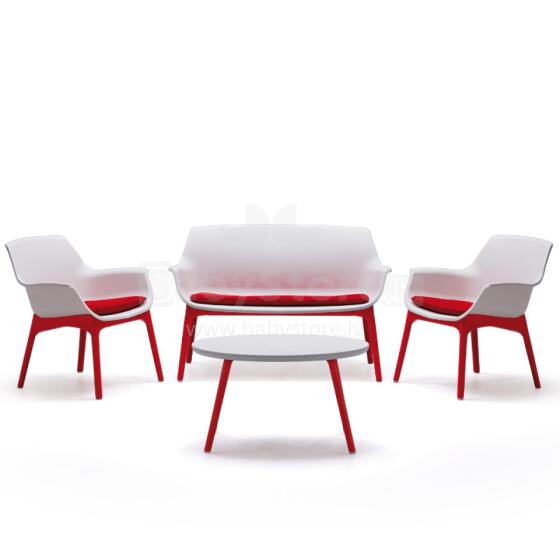 Garden furniture set Luxor Lounge Set white/red