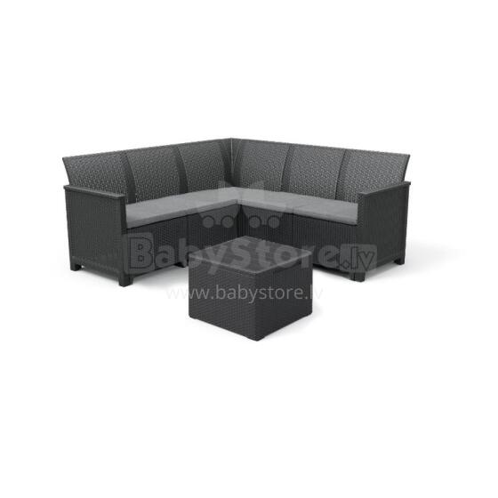 Garden furniture set Elodie 5 Seater Corner with table/storage box grey