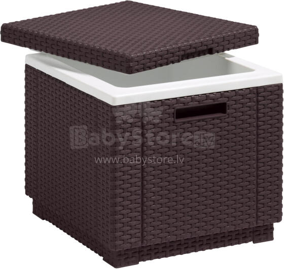 Garden table/storage box Ice Cube brown