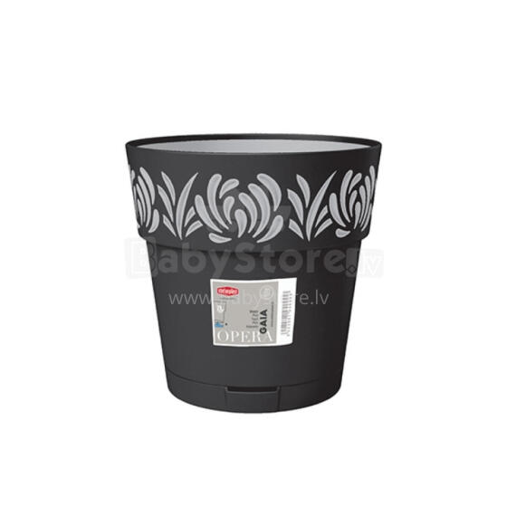 Flower pot with tray Gaia &Oslash;25x25cm black