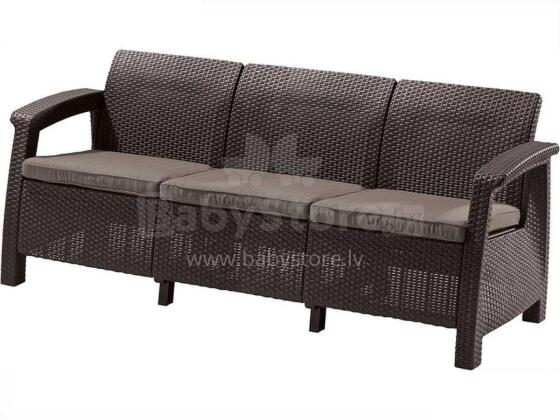 Садовый диван трехместный Corfu Love Seat Max коричневый