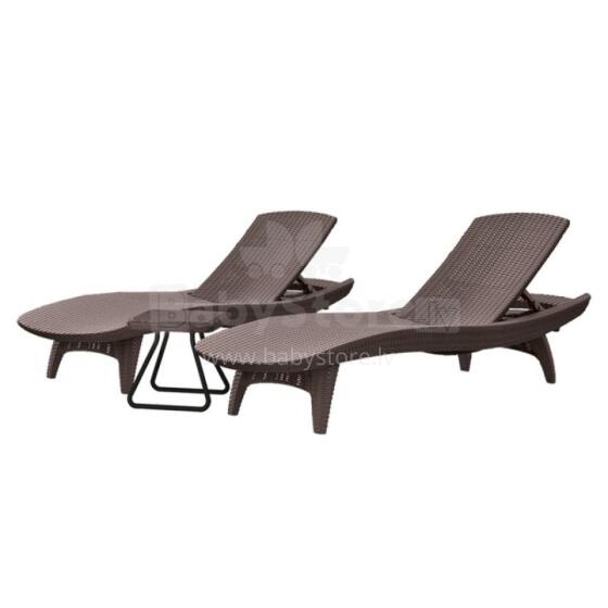 Sun loungers Pacific set 2 pcs + table brown